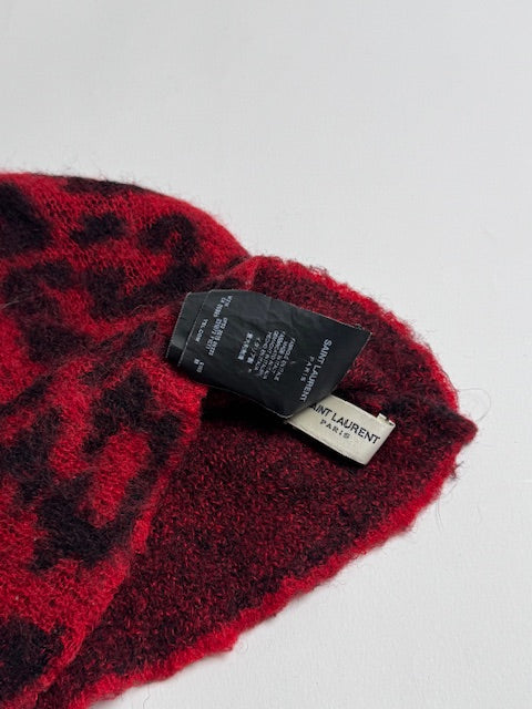 Saint Laurent Paris F/W13 Red Mohair Knit Beanie