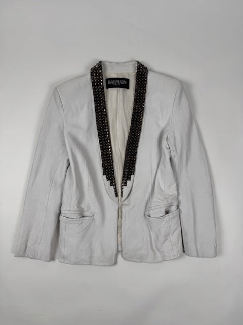 Balmain by Christophe Decarnin White Studded Blazer